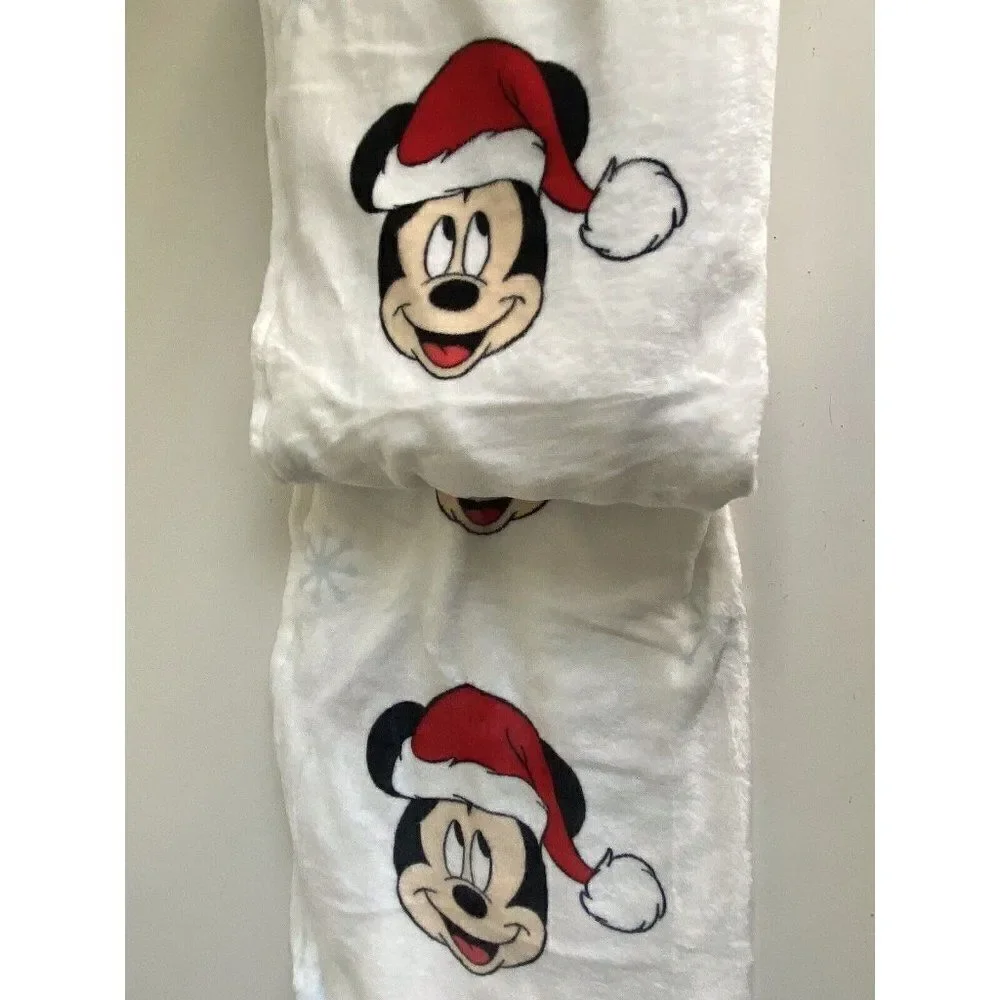 Disney Mickey Minnie Mouse Christmas SanTa Hat Soft Plush Throw‎ Blanket 50x70”